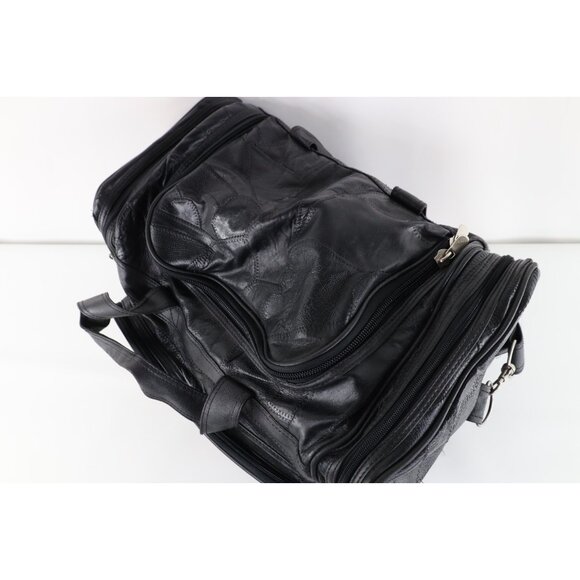 Vintage 90s Streetwear Distressed Genuine Buffalo Leather Duffel Bag Weekender - Picture 6 of 10